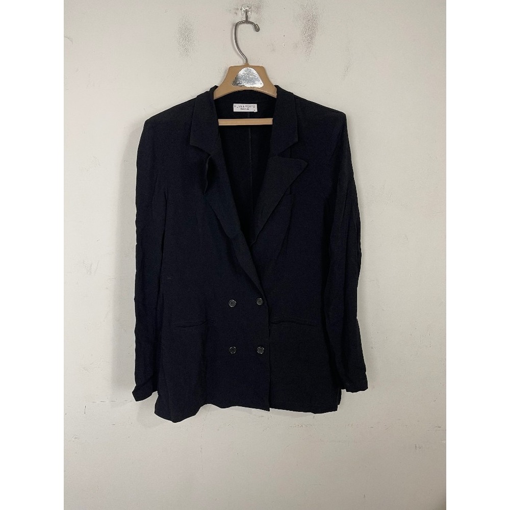 FLYNN‎ SKYE Womens Blazer Small Black Double Breasted Jacket Made in USA